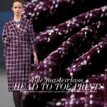 Мягкая шерстяная ткань Фиолетовый Небольшой аромат сплетенная шерсть шерстяной твид осеннее и зимнее пальто юбка платье одежда на заказ ткань плотная