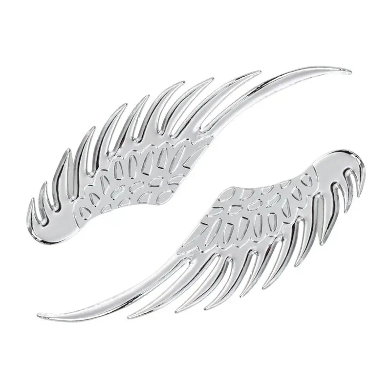 Автомобиль Серебряный тон сплава Ангел значок Wings наклейки 2 шт