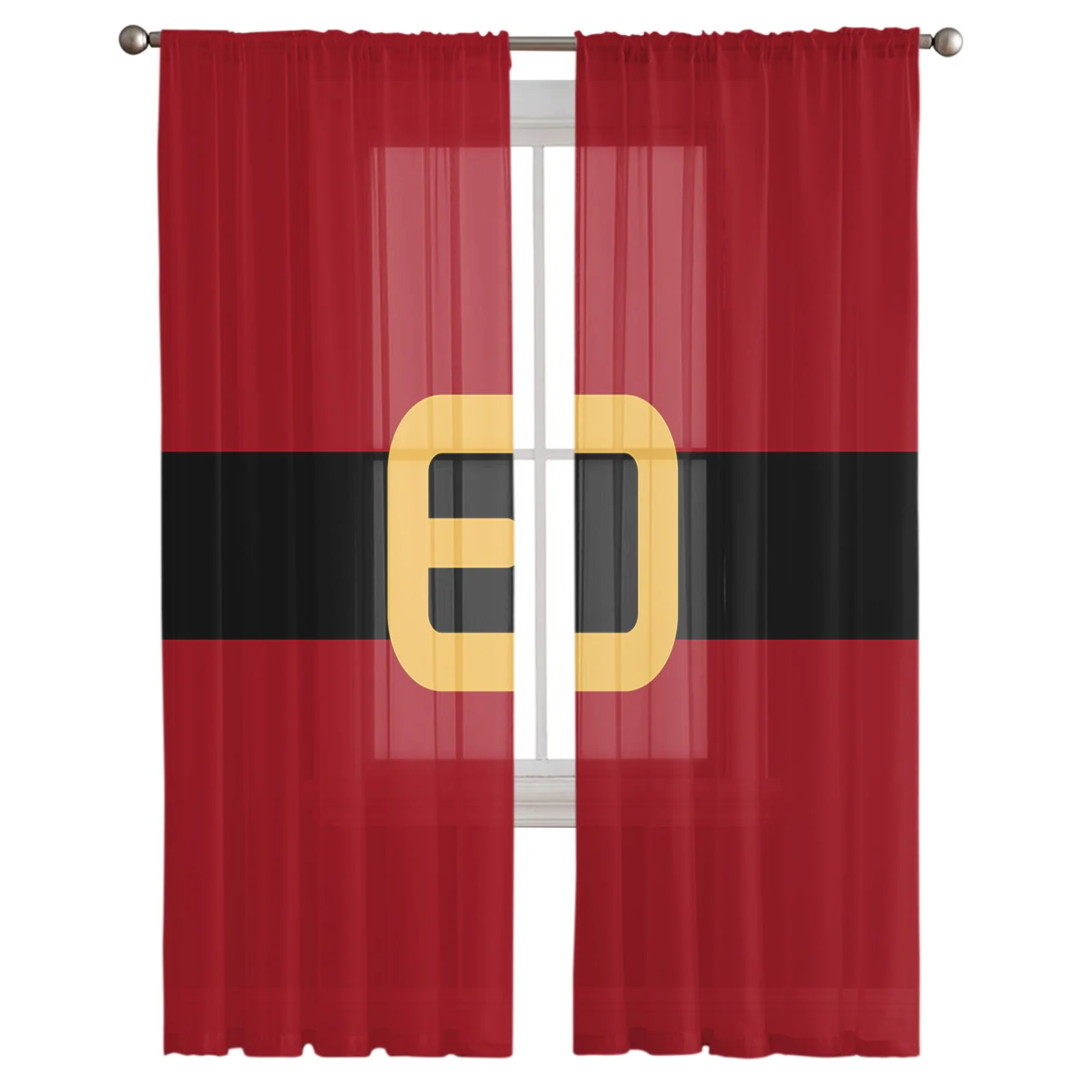 Christmas Santa Sheer Curtains Living Room Bedroom Decoration Kitchen Tulle | Дом и сад