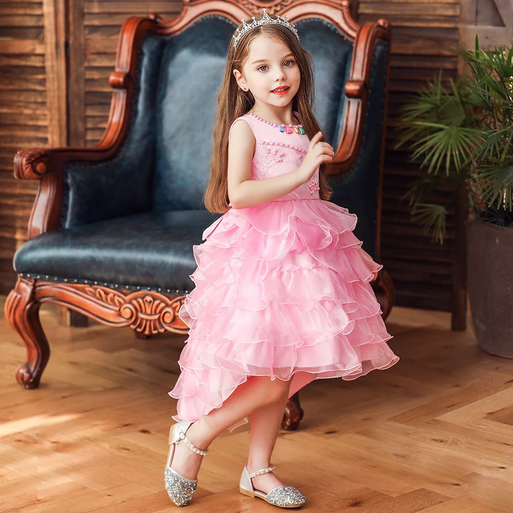 Платье для девочек; платье принцессы со шлейфом для женщин; платье с цветочным узором для девочек; плотное и беспорядочное платье; отличное платье для детей