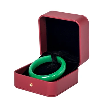 

Retro Red Pu Leather Flat Jewelry Ring Necklace Bracelet Packaging Box 5-piece Set Series Optional Built-in Suede Card Slot
