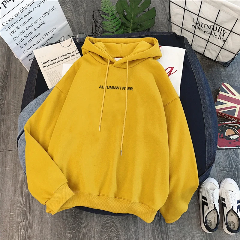 

Harajuku Women Hoodies Long Sleeve Thicken Women's Pullovers Tops Sweatshirts Female Hooded Hoodies Printed Woman Hoodie