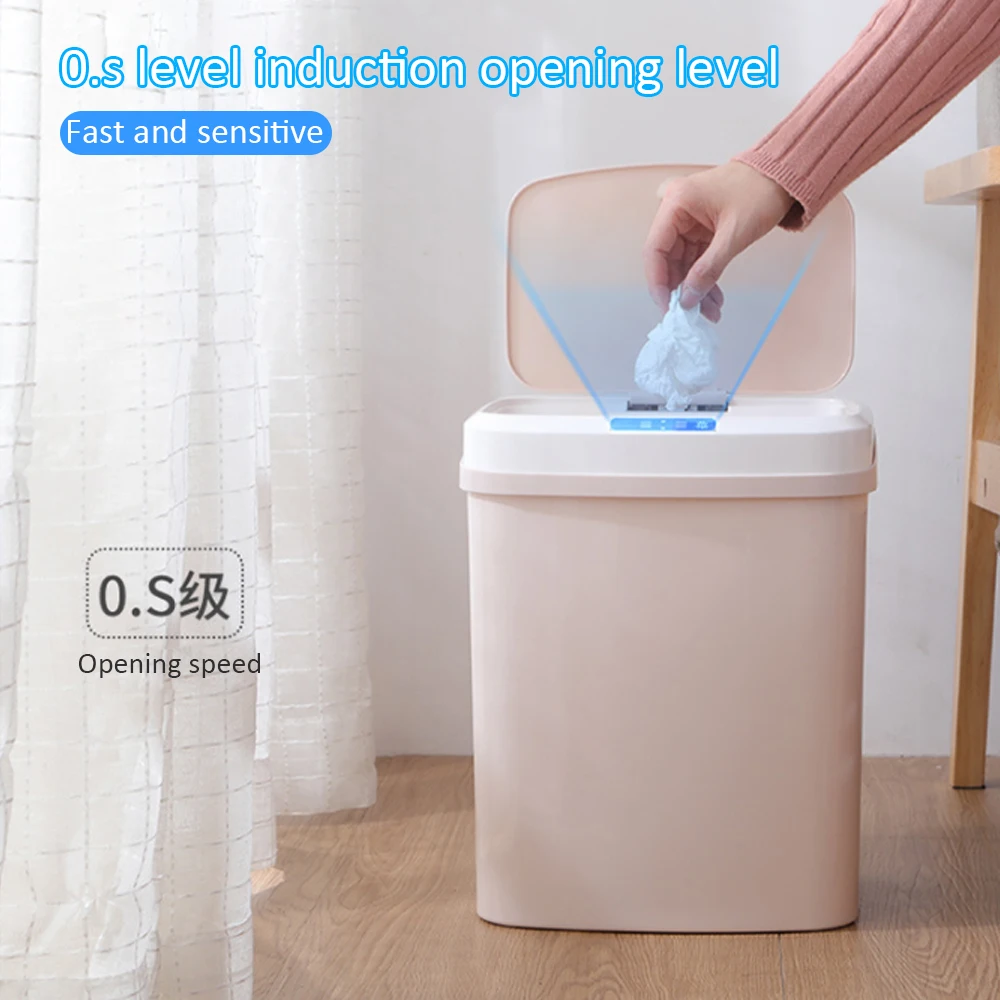 Intelligent Induction Motion Sensor Waste Bins Wide Opening Eco-Friendly Waste Garbage Bin Automatic Touchless Kitchen Trash Can