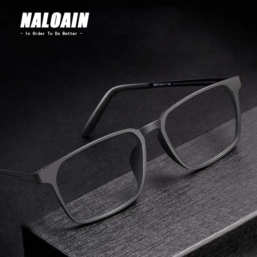 

NALOAIN Eye Glasses Frame Square Titanium TR90 Optical Myopia Prescription Eyeglasses For Men Women