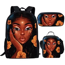 Twoheartsgirl-Conjuntos de mochilas escolares para Niñas Africanas, mochila mágica negra Afro, mochilas escolares