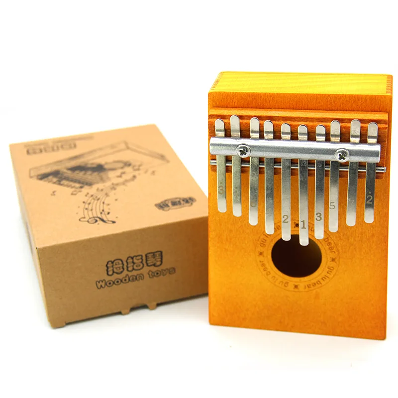 

10 Keys Kalimba African Solid Wood Round Wood Thumb Finger Piano Crafts Home Decoration Gifts