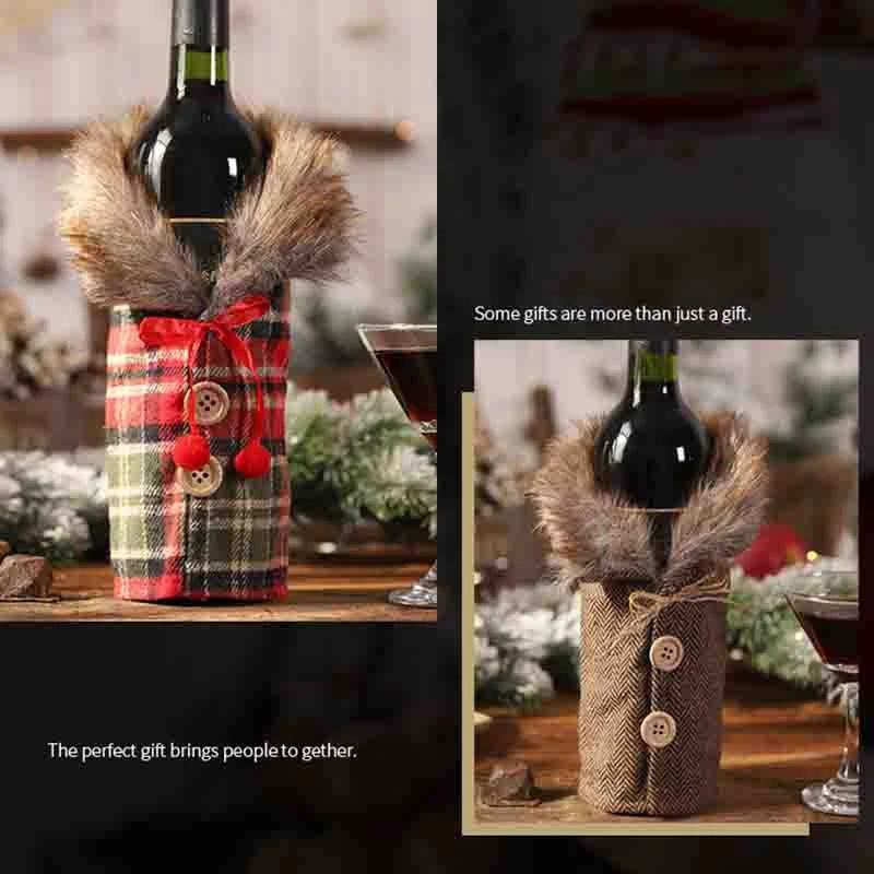 6Pcs Wine Bottle Cover Christmas Wine Bottle Dust Cover Christmas Wine Bottle Bag Gift Bags Decorations New Years Decor Xmas Din