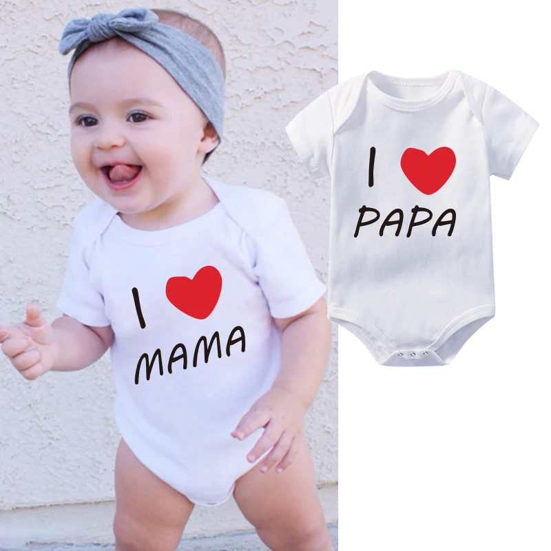 2PCS/LOT Newborn Baby Clothes I Love Mama Papa Toddler Funny Print
