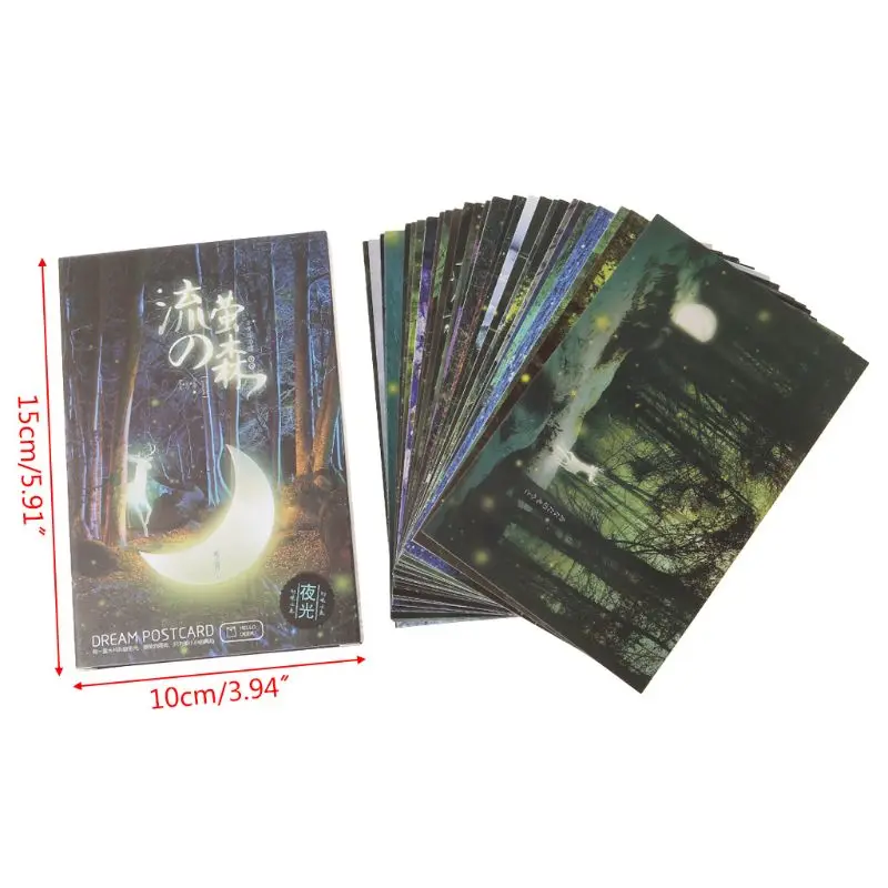 

30pcs Vintage Luminous Postcard Glow In The Dark Forest Streamer Animal Greeting Post Card Novelty Xmas Greeting Cards Gift LX9A