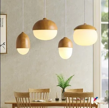 

Nuts Acorn Small Mushrooms hanging lamp glass Milky Ball Glass Wood grain Iron modern pendant lamp led Pine cone pendant light