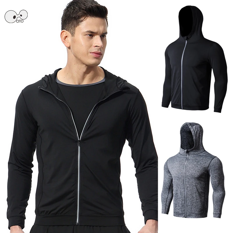 2020 Spring Hooded Sport Running Jackets Men Gym Fitness Zipper Hoodies