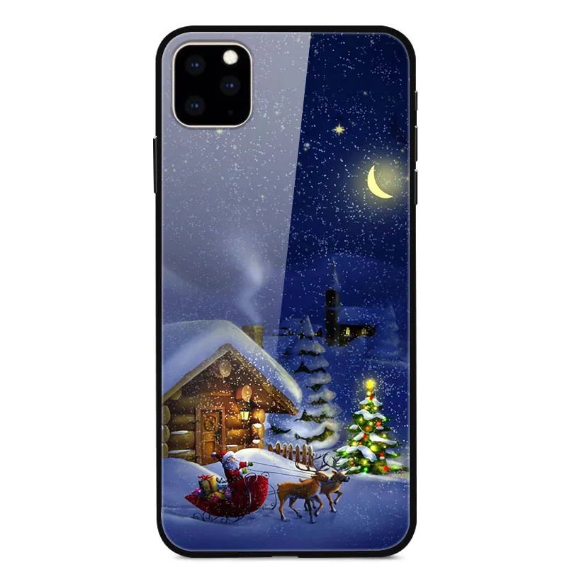 21 Рождественский чехол для телефона s для iPhone 11 Pro Max, чехол из закаленного стекла для iPhone X XS Max 7 8 6 6S Plus 11 Pro XR X S, Жесткий Чехол - Цвет: 21