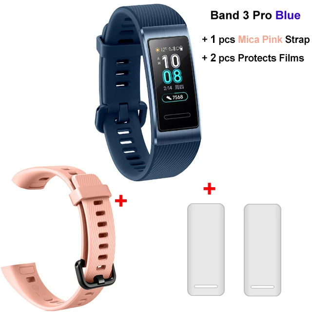huawei Band 3 Pro gps смарт-браслет металлический Amoled 0,95 'полный цвет сенсорный экран для сердечного ритма сенсор плавание ход сна Браслет - Цвет: Films n M-Pink Strap