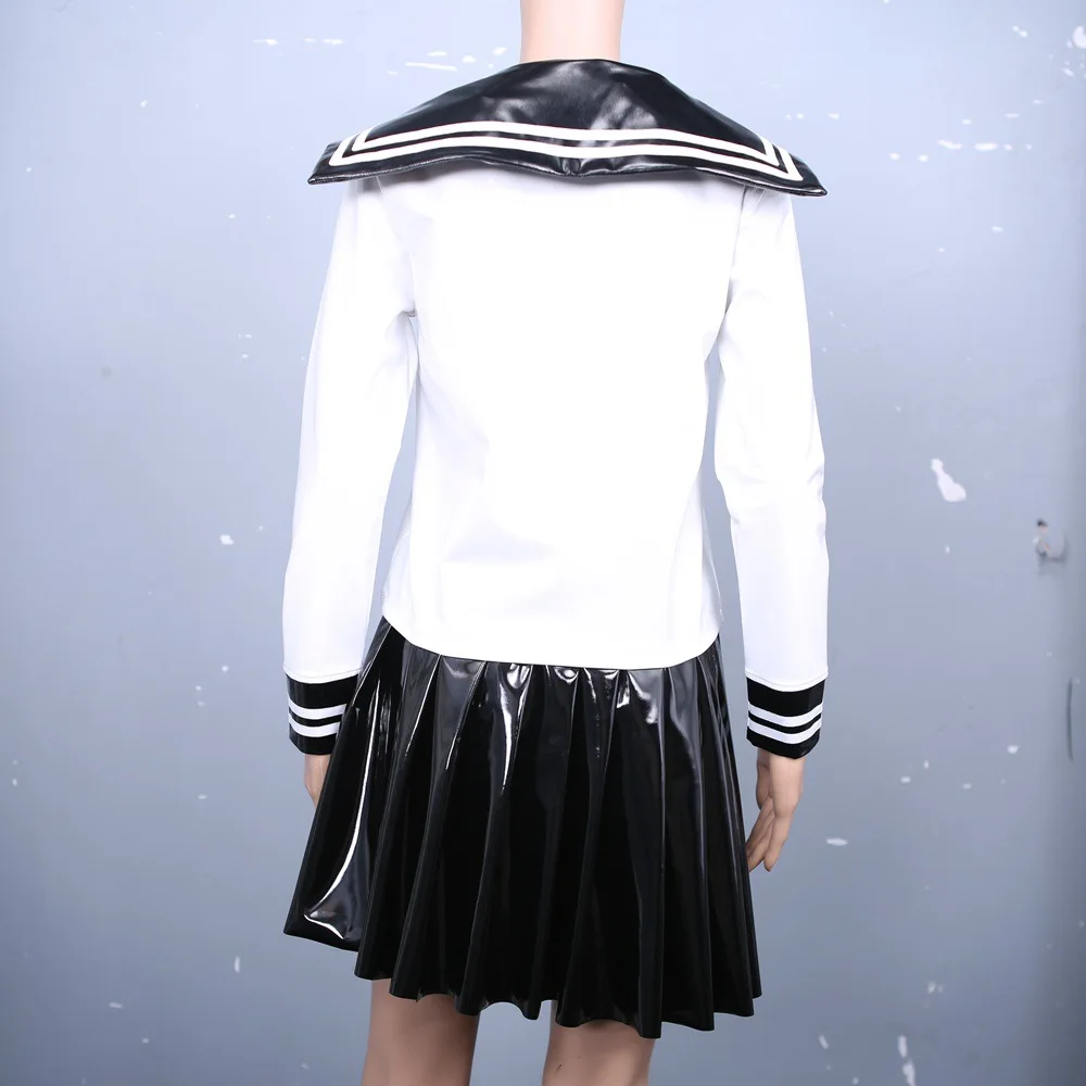 Woman Sexy School Uniform Sailor Uniforms PVC Long Sleeve Japanese