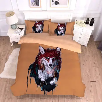 

BEST.WENSD Free shipping Thick bed comforter 3D Quilt set Pillowcases India Wolf comforter bedding Comfortable four piece set