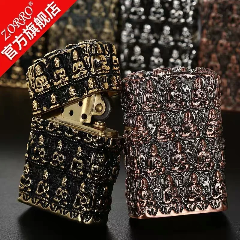 The new Zorro pure copper five-sided windproof classic kerosene lighter high-quality armor ten thousand Buddha men's | Дом и сад