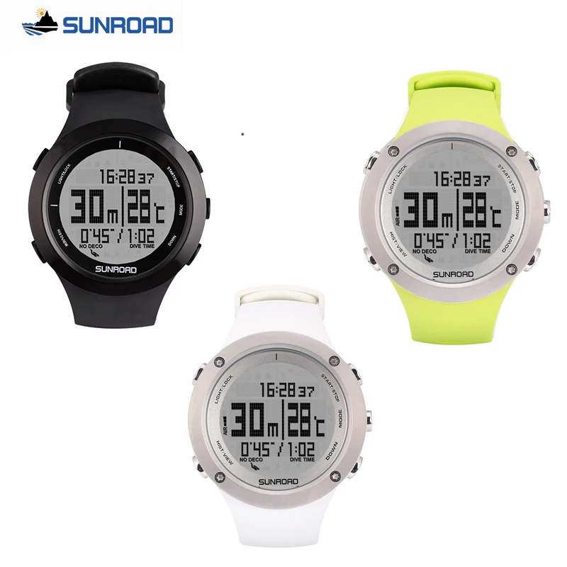 SUNROAD scuba diving digital sports watch computer safety depth 100M waterproof military compass