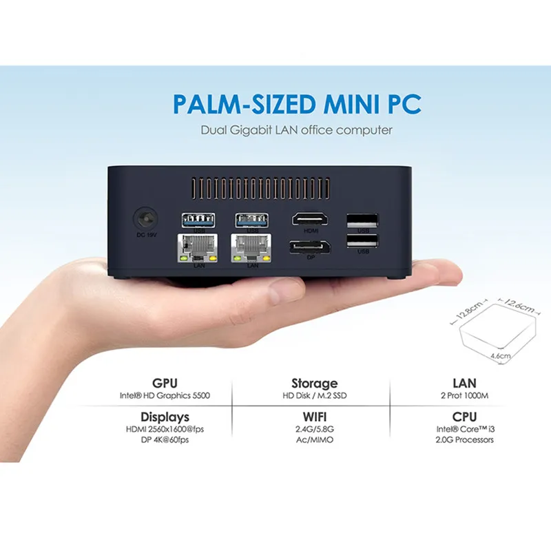 Мини ПК Beelink L55 i3 5005U Windows 10 8 Гб DDR3L 256 ГБ 512 SSD 2 4 + 5 ГГц двойной Wi Fi BT4.0 мини HDMI DP быстрая