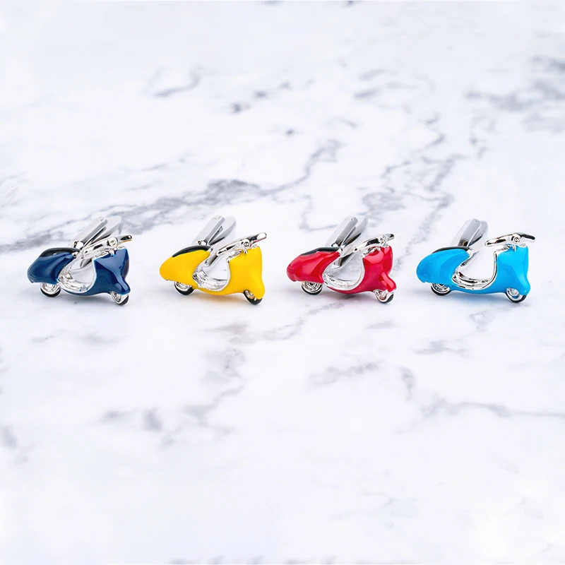 

High Quality Motorcycle Cufflinks 4 Colors Enamel Motorbike Cuff Links For Men's Shirt Business Wedding Birthday Gift
