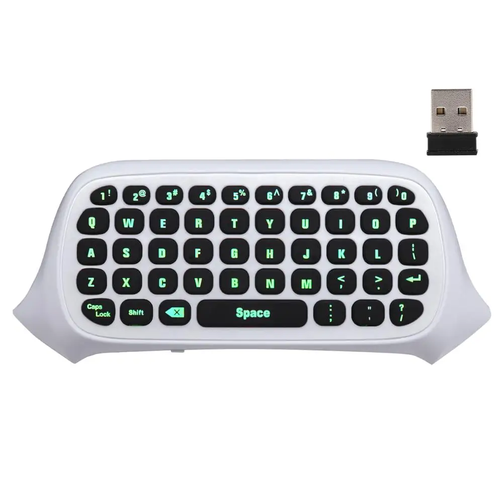 MoKo Xbox One Mini Green Backlight Keyboard,2.4G Receiver Wireless Chatpad Message Game Keyboard Keypad,with Headset and Audio 