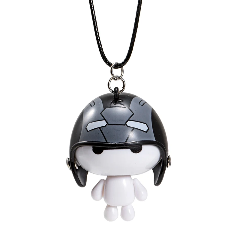 Gray Black Автомобиль кулон милый шлем робот Baymax куклы висячие украшения автомобили Зеркало заднего вида подвеска украшения аксессуары Подарки - Название цвета: Gray Black