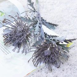 Elegant Artificial Pincushion Flowers with Short Branch for Home and Wedding Decoration (GRAY)