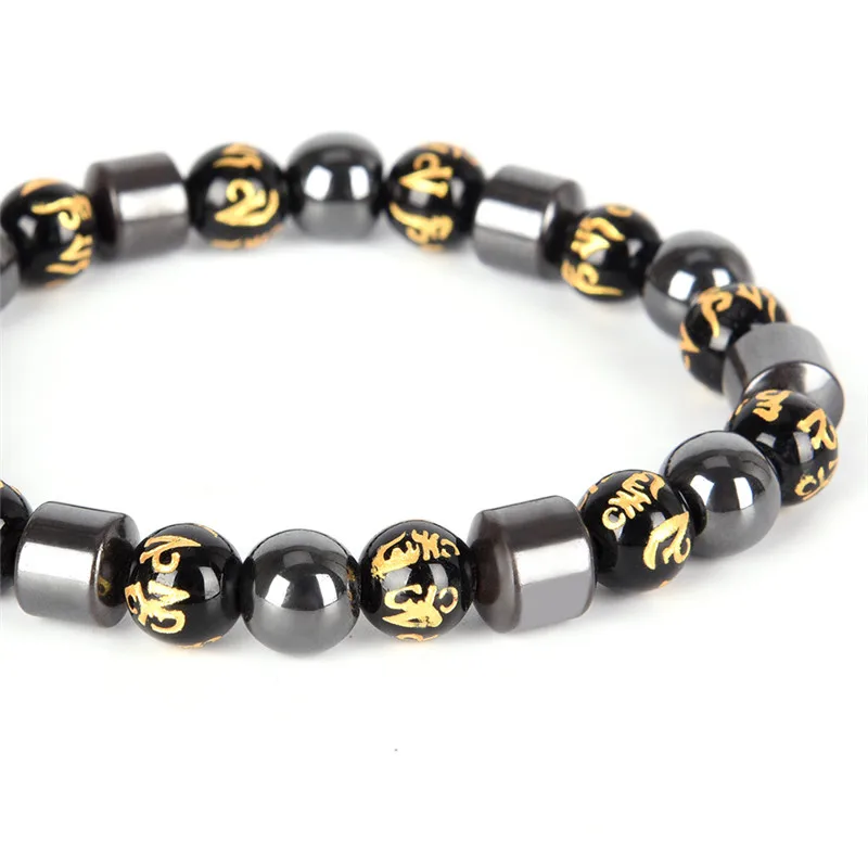 Golden&Black Weight Loss Bracelets Hematite Beads Bracelet Charm Natural Stone Bracelets For Women Men