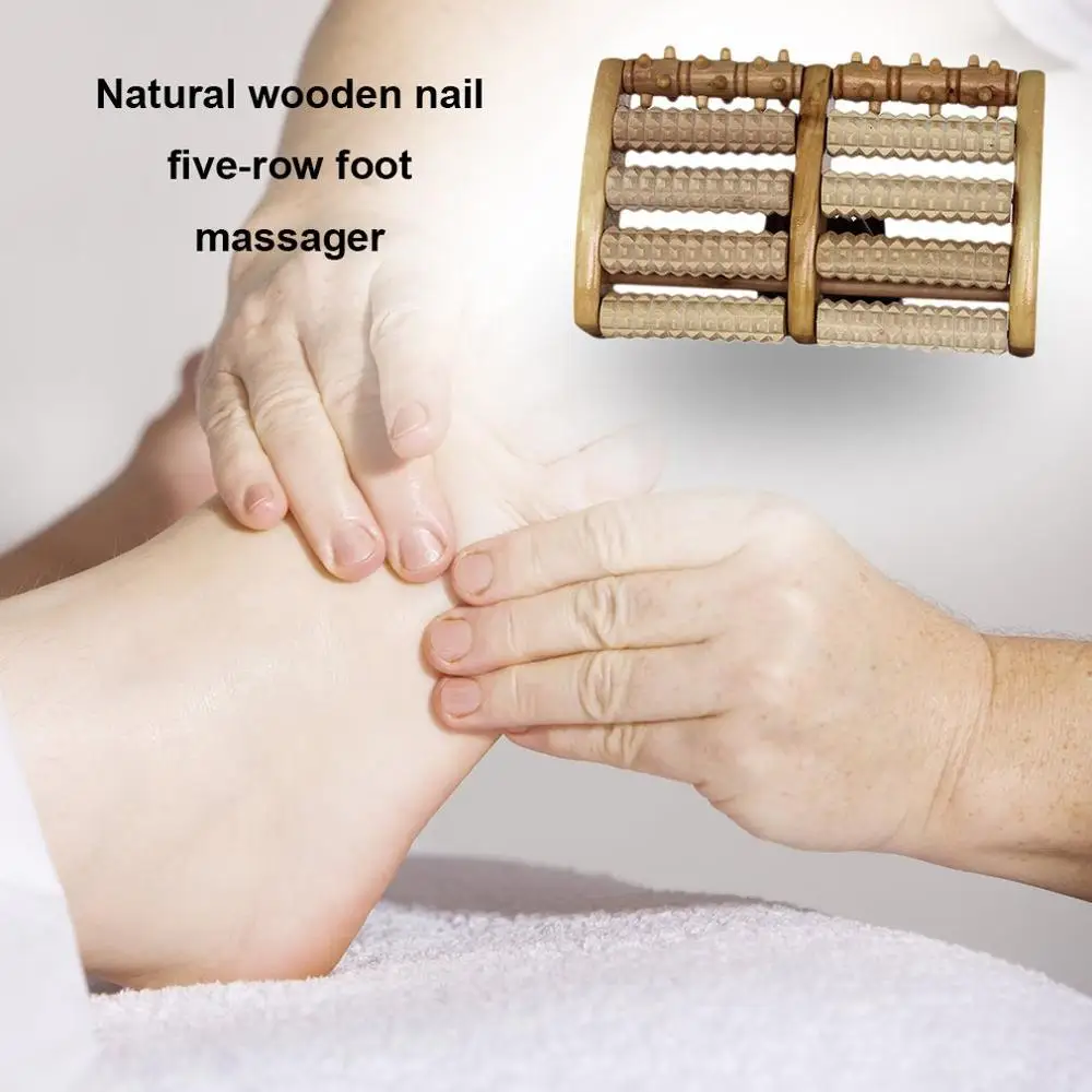 Гвоздь пятирядный массажер для ног натуральный деревянный массажер для ног массажный ролик для ног большие пять рядов с ногтями