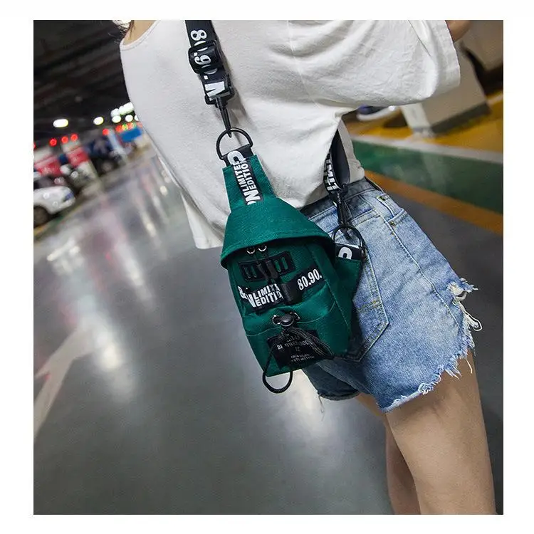 Canvas Letter strap Antitheft Messenger Crossbody Bags Unisex Sling Bags 2019 Purses custom chest rig bag chest bag
