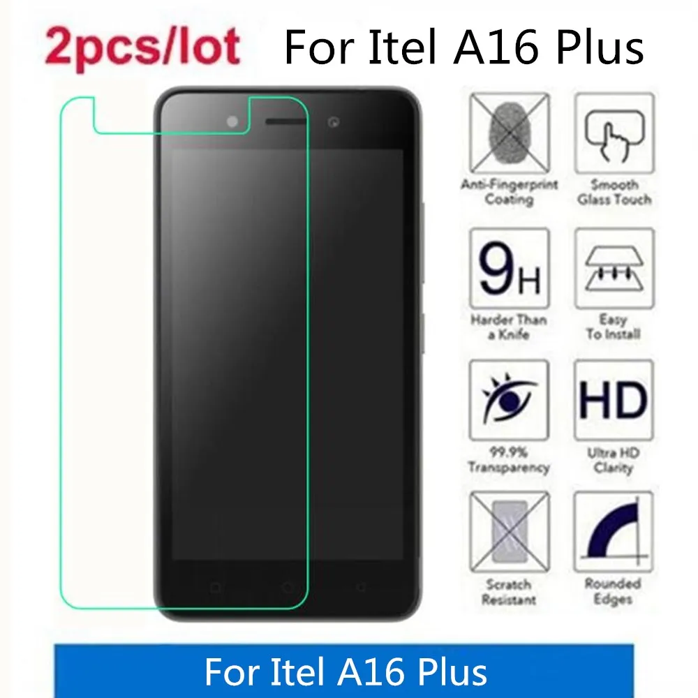 

2 Pcs/Lot For Itel A16 Plus Tempered Glass 9H 2.5D Premium Screen Protector Film On For Itel A16 Plus