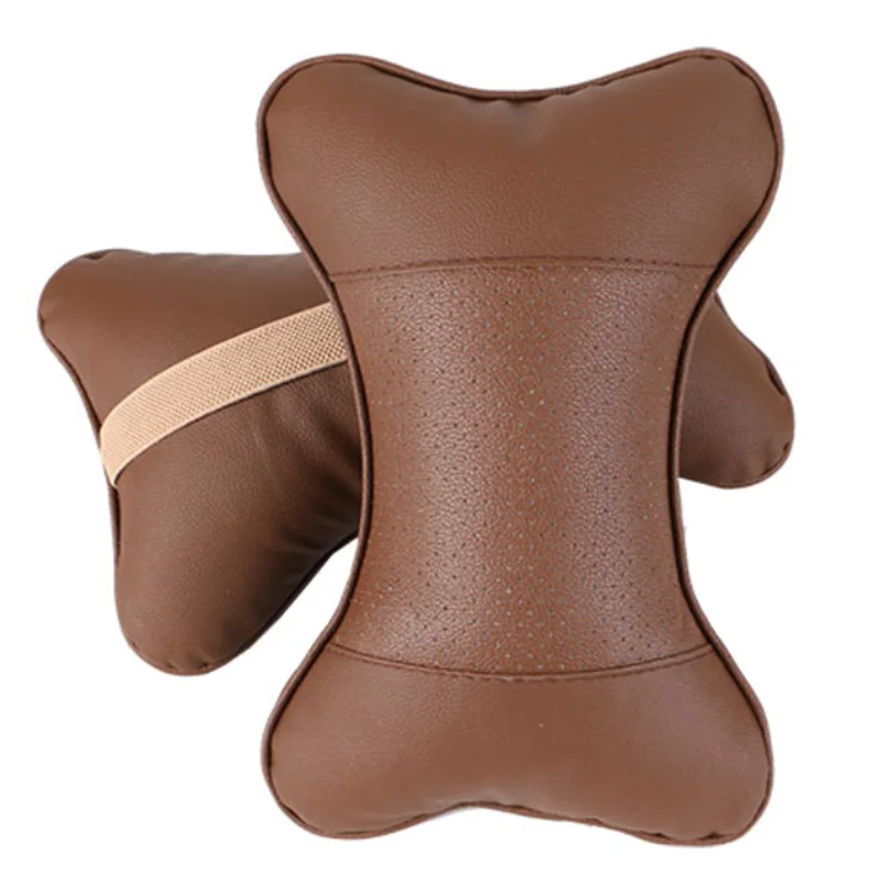 

2 Pcs Artificial Leather Car Pillow Protection Your Neck/Car Headrest Hole-Digging Design/Auto Supplies Neck Pillow