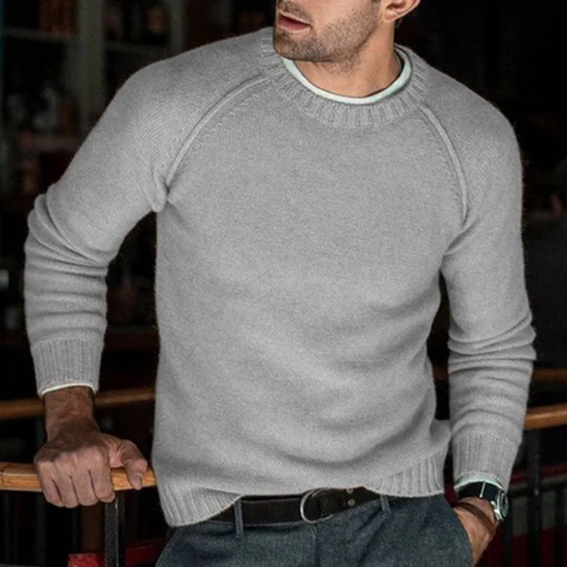 Pui men tiua модный шерстяной свитер для мужчин осень зима модный вязаный пуловер мужской однотонный облегающий свитер с круглым вырезом топы