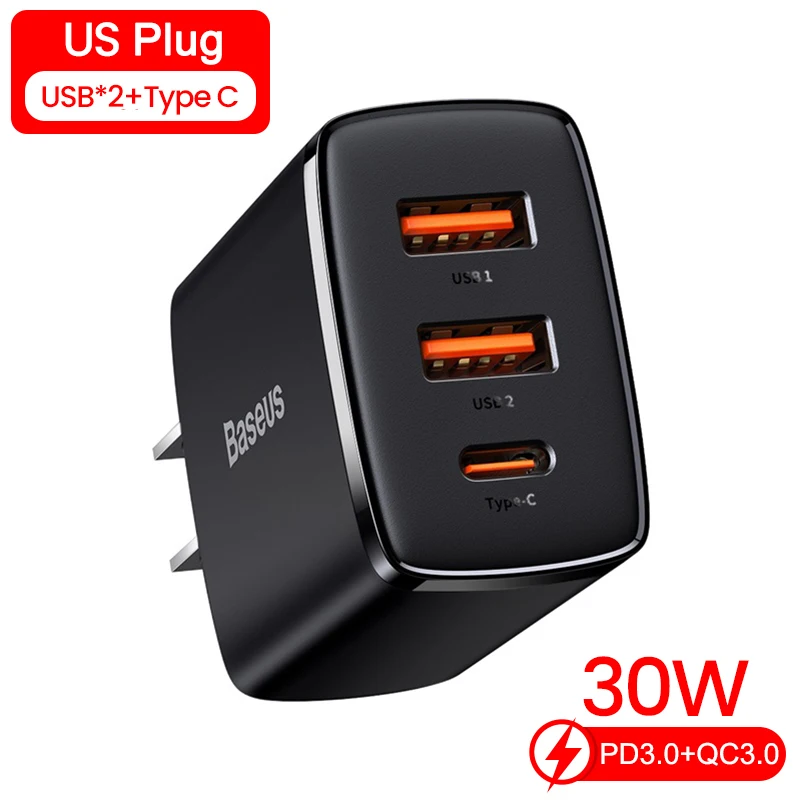 Baseus PD 20W USB Type C Charger For iPhone 13 12 Pro Max Samsung 30W Fast Charge QC3.0 Type-C Charger Phone Charging Adapter usb car charge Chargers