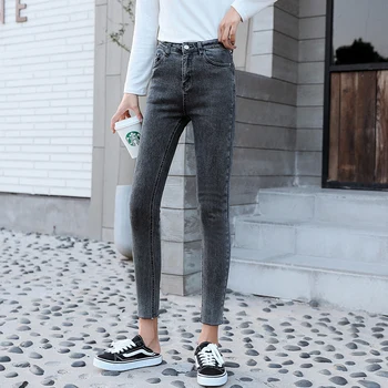

GUUZYUVIZ Pencil Jeans Woman High Waist Denim Pants Ladies Autumn Winter Jean Femme Vintage Casual Plus Size Jeans