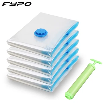 

5Pcs/Set Vacuum Bag For Clothes Storage Bag With Valve Transparent Border Folding Compressed Organizer Space Saving Seal Packet