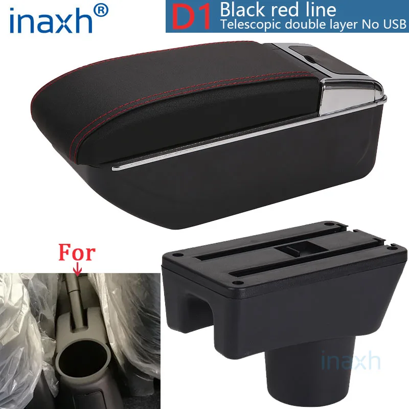 YJYWZH Center Console Armrest Box For Mitsubishi Mirage/Attrage 2014-2024 - Double Layer Storage With Cup Holder (Black PU Leather)