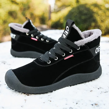 

Brand Men Snow Boots Winter Plush Warm Men Boots Lace-Up Non-slip Male Ankle Boots Waterproof Autumn Man Work Shoes