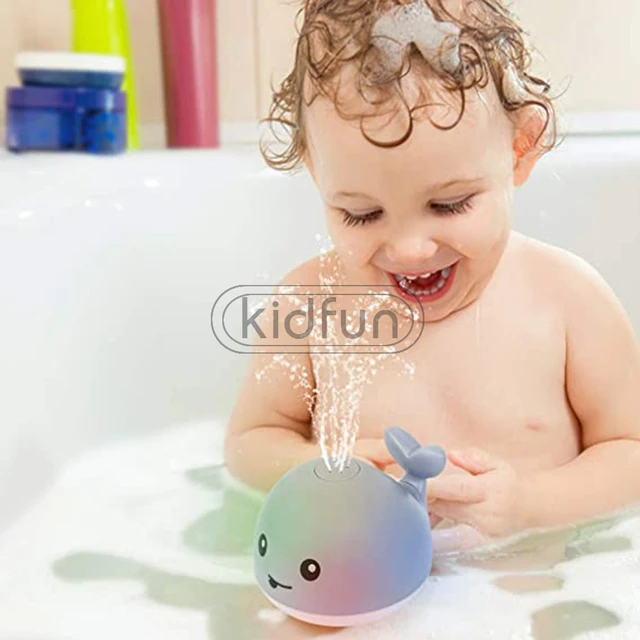 Baby Bath Toys Spray Water Whale LED Light Up Bath Toys for Kids Electric Whale Induction Water Spay Ball Bathroom Bathtub Toys 3