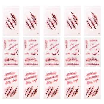 

30 Sheets Halloween Fake Scars Blood Temporary Tattoos Bleeding Wound Stickers
