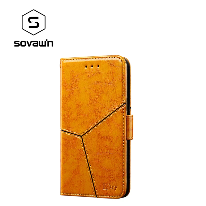 

SOVAWIN Mobile Phone Case Magnetic PU Leather Cover Multi-Function Geometric Patterns Flip Phone Case For Huawei P20 P20por