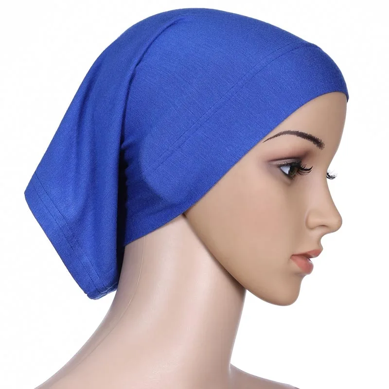 20 цветов мусульманский под шарф хиджаб шапка труба кость химиотерапия Шляпа внутренний хиджаб головной убор мягкий модал - Цвет: Blue