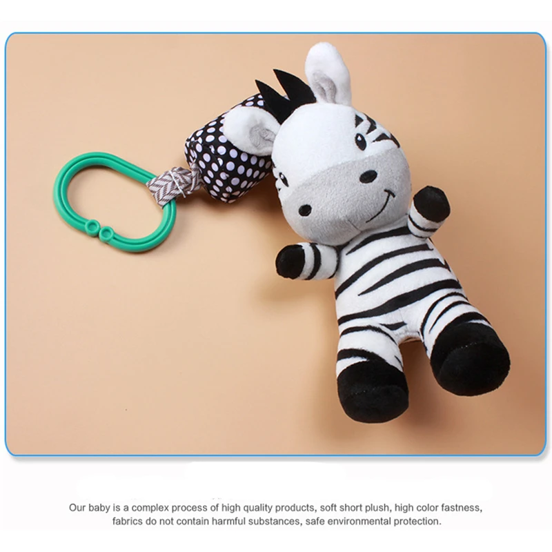 Милая черно-белая детская погремушка в виде зебры, игрушки в виде животных, колокольчик и коляска, Висячие погремушки для автомобиля
