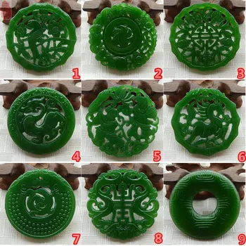 

Women's Fashion Necklace Pendant Green Hetian Nephrite Double Carved Hollow out Anmial Gift for Men Women Jade Stone Jewelry
