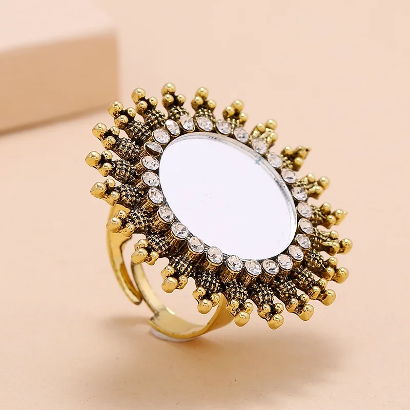 Vintage Rhinestone Adjustable Sunflower Women Rings finger rings,womens ring,jewelry rings,ring jewelry