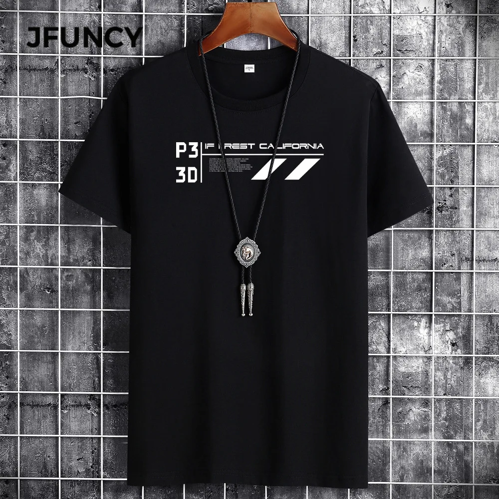 JFUNCY Summer Cotton Plus Size Men Short Sleeve T-shirt Harajuku Gothpunk T-Shirt Man Oversized Loose T-Shirt Casual Tee Top image_0