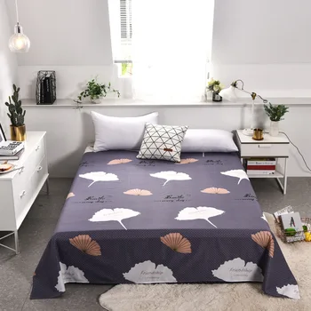 

Ginkgo Leaves Polyester/Cotton Flat Sheet Print Simple Style Bedsheets for Adults Single Double Bed (No Pillowcase) XF665-33