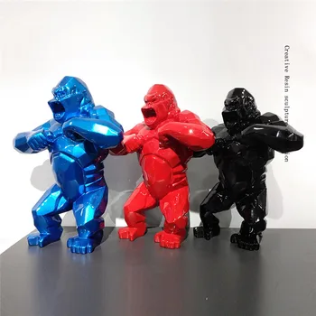 

[HHT] Top Quality Resin Crafts 15*6*20cm Angry Gorilla Sculpture King Kong Ornaments Simulation Animal Home Decorations