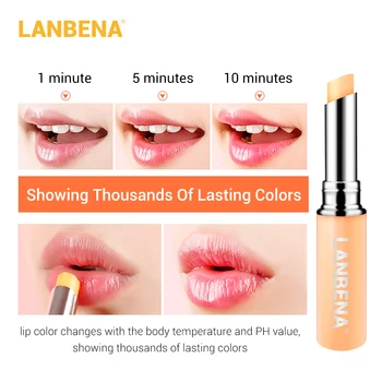 LANBENA Lip Balm Lips Plumper Orange Chameleon Rose Pink Hyaluronic Acid Moisturizing Remove Lip Lines