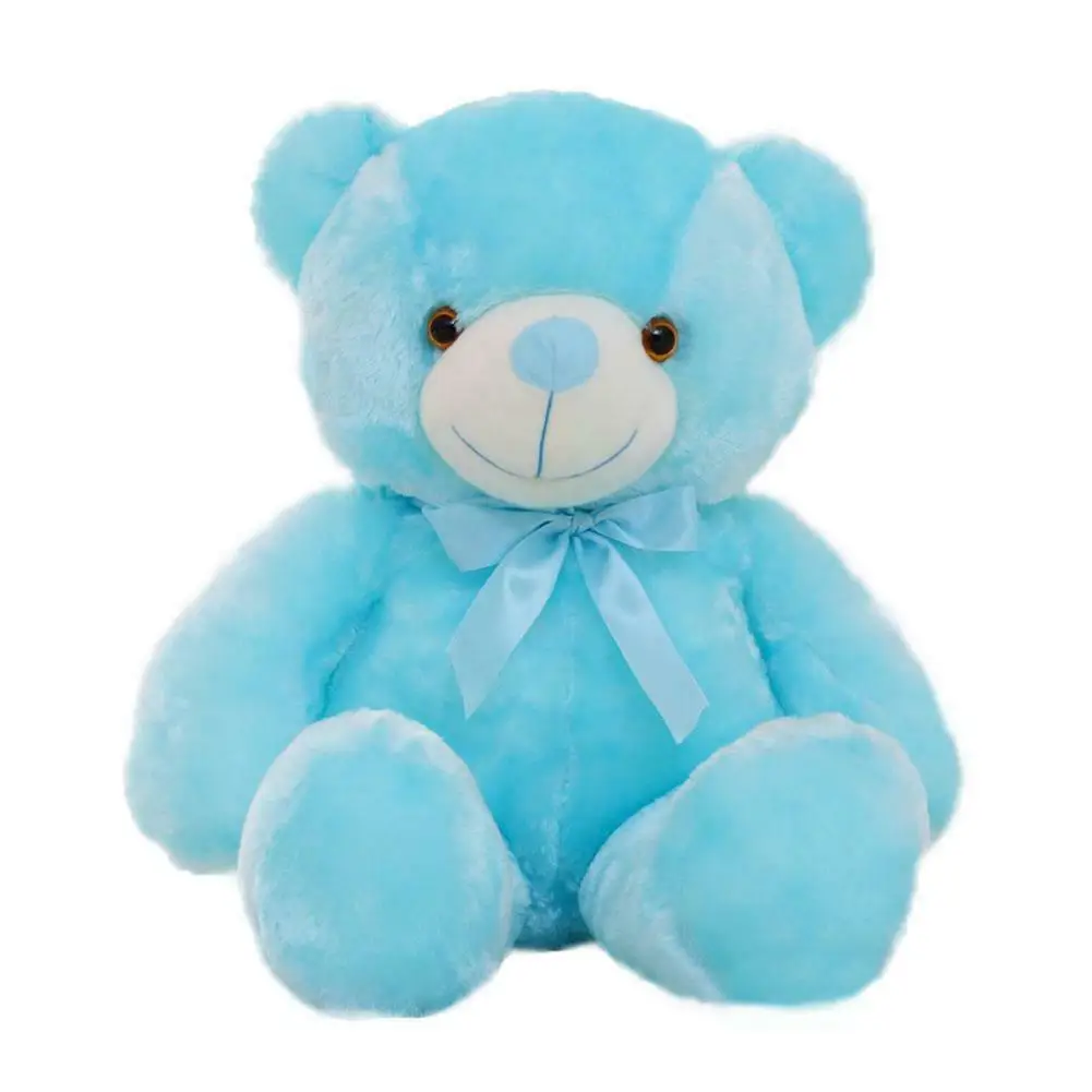 Плюшевая Набивная игрушка «Медведь» плюшевая кукла в подарок игрушка для девочек белый свет Led - Цвет: Небесно-голубой