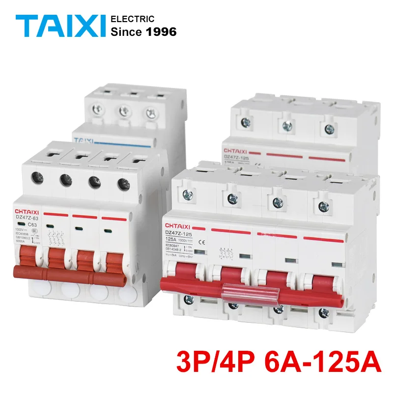 

DZ47Z63 Photovoltaic DC Miniature Circuit Breaker 3P/4P DC1000V DC Switch 500V/250V